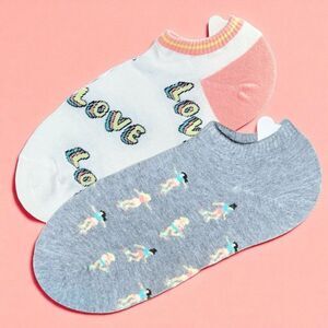 Women’s Two-Pack No-Show Socks - Retro Rollerskates NWOT